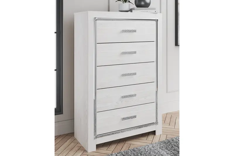 Altyra White 5-Drawer Chest Of Drawers – Modern Minimalist Design 1