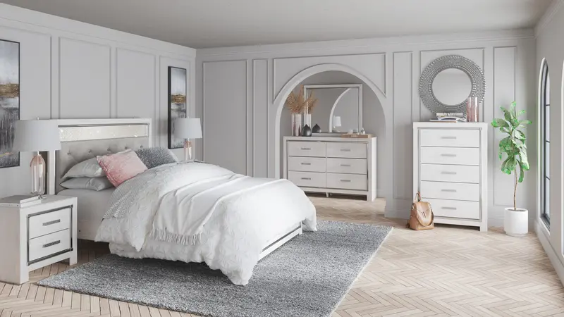 Altyra White Led-Upholstered Panel Bedroom Set 1