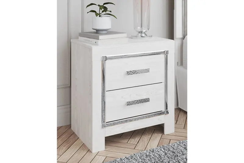 Altyra White Modern Nightstand With Sleek Profile 1
