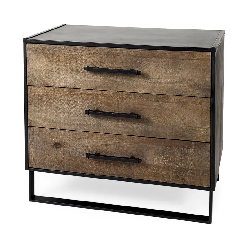 Alvin Accent Cabinet: 34.5L X 21.5W X 30H With Wood Body And Black Metal Framing 1