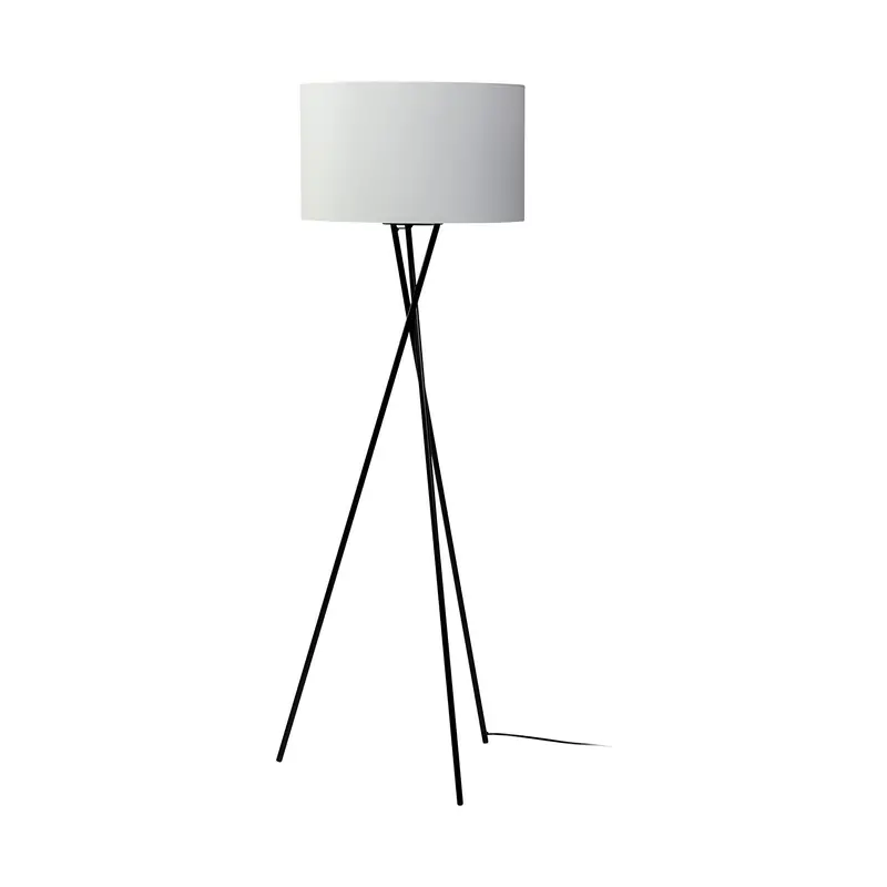 Ambrose Floor Lamp: 20-Inch Square Black Metal Base With White Fabric Shade, 61.8H 1