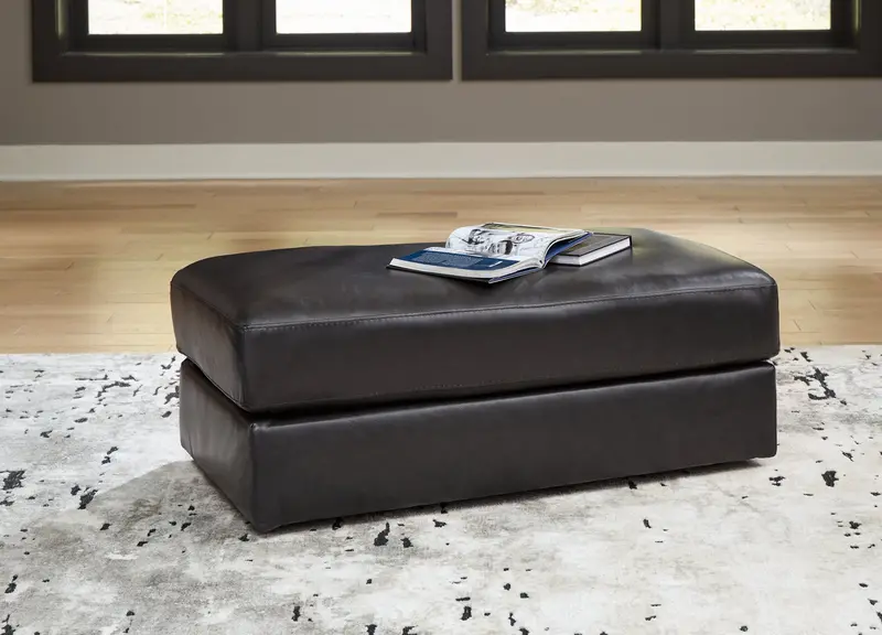 Amiata Onyx Leather-Look Ottoman For Modern Interiors 1