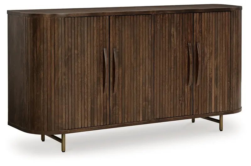 Amickly Dark Brown Wood Accent Cabinet With Open Shelving 1