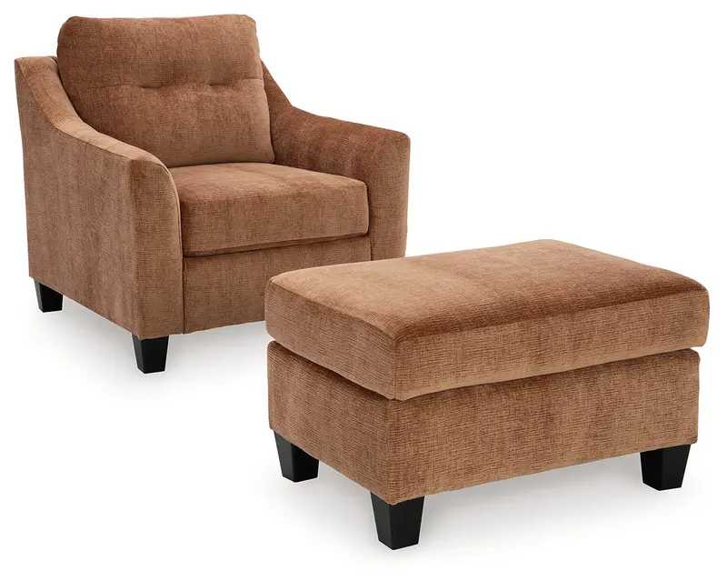 Amity Bay Clay-Tone Chair And Ottoman Set – Cozy Fabric Seating Duo 1