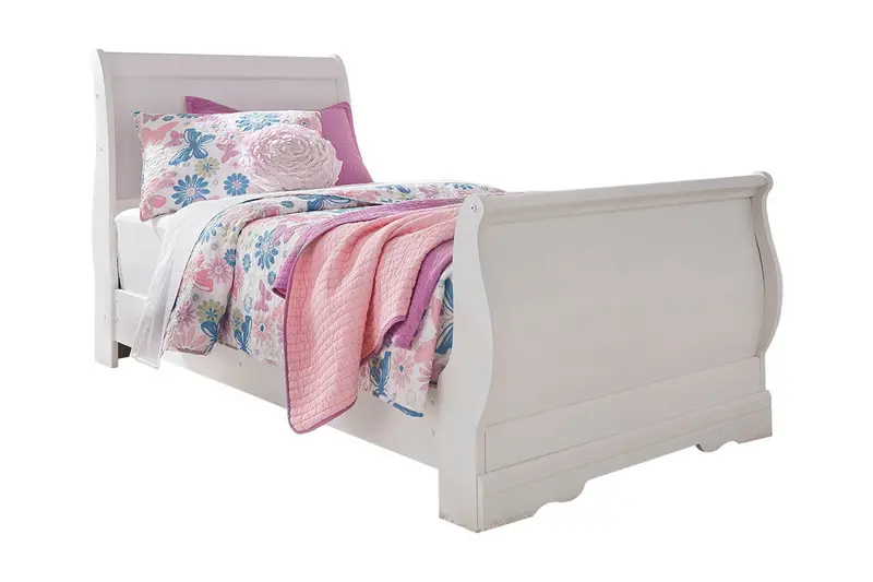 Anarasia White Twin Sleigh Bed Frame 1