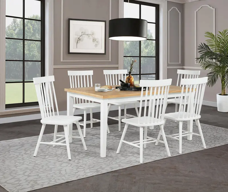 Andrews Light Ash & White Rectangular Dining Set – 7-Piece Contemporary Collection 1