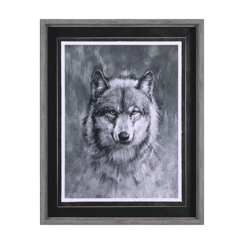 Animal Portrait Ii (Wolf) Framed Art Print – Hand-Embellished, Matted & Glass-Protected 1