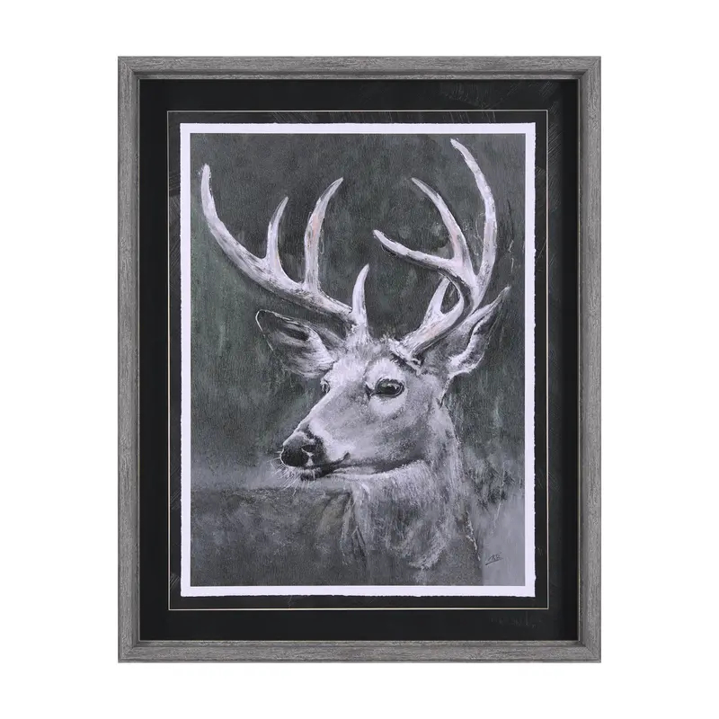 Animal Portrait Iv (Deer) Framed Art Print – Hand-Embellished, Matted & Under Glass 1
