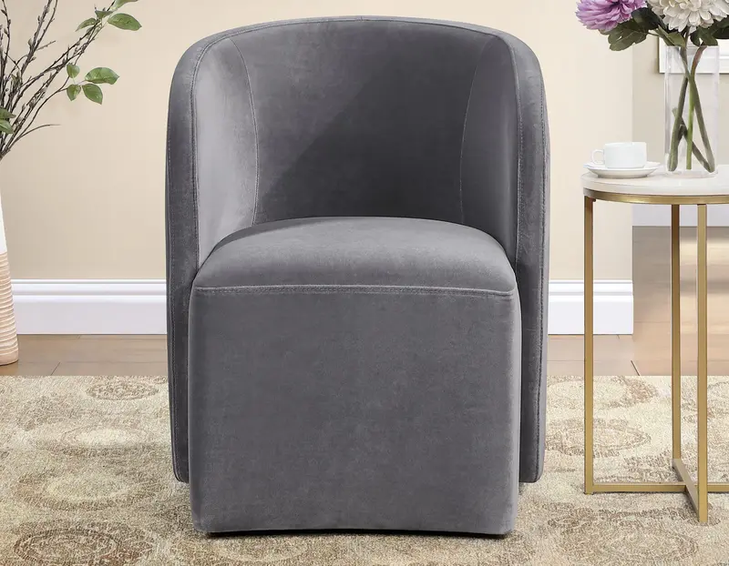 Annie Gray Velvet Barrel Accent Chair With Casters (Set Of 2) 1