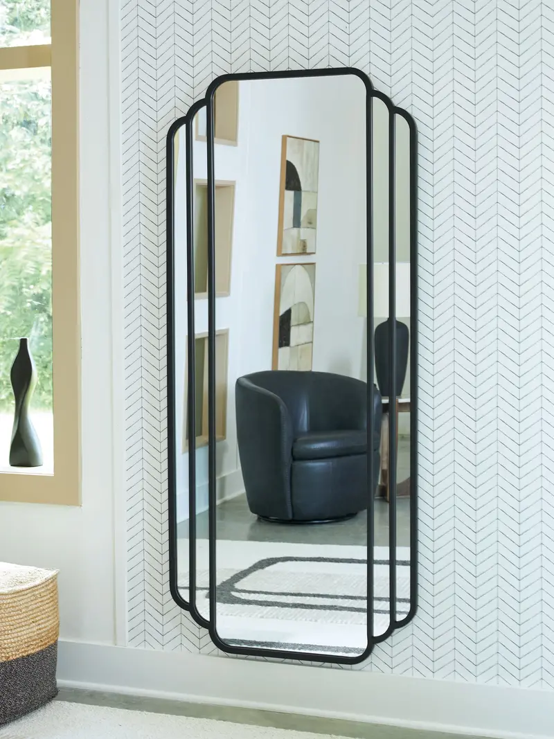 Antigone Sleek Black Floor Mirror For Modern Interiors 1