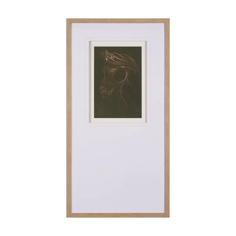 Arabian Horse Iii Olive Hand-Embellished Framed Art Print By Mercana Studio, Matted Under Glass 1