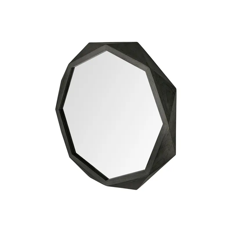 Aramis I Octagon Wall Mirror With Black Wood Frame, 32" Diameter 1