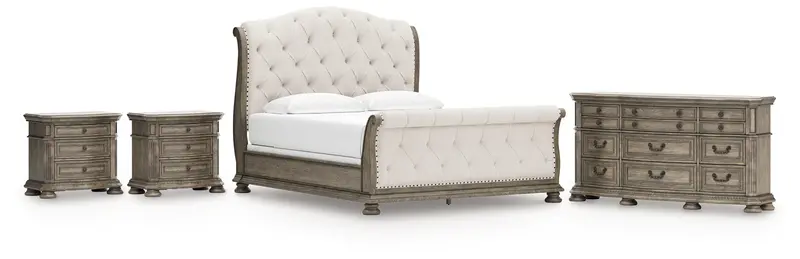 Ardenfield Light Brown California King Sleigh Bed Set With Dresser And Nightstands 1