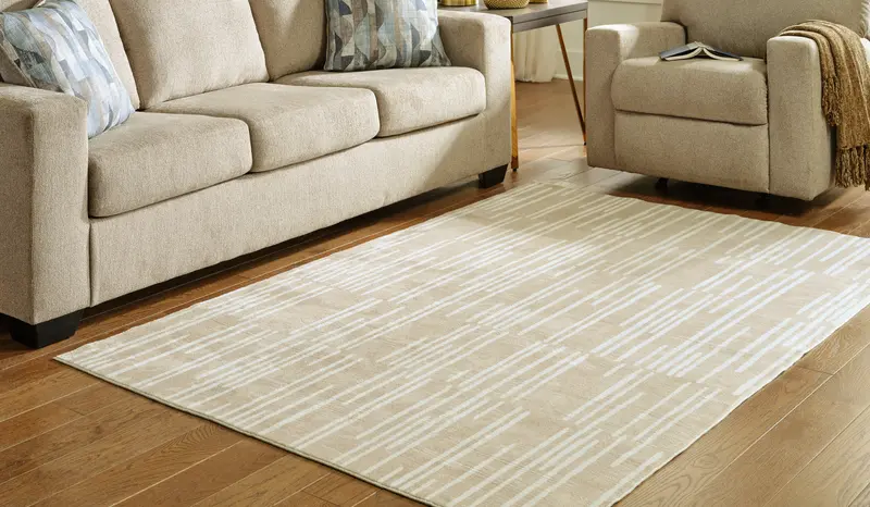 Ardenville Neutral Tan & Cream Area Rug – Mid-Size Textured Design 1