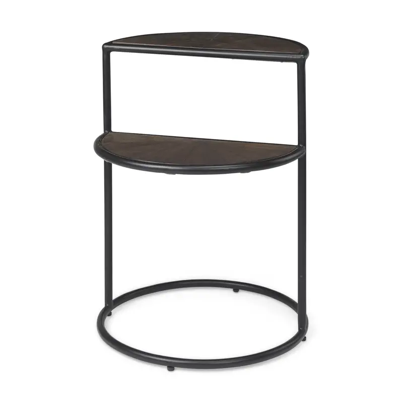 Arlo End Table – Brown Wood Top With Black Metal Base (20.5"L × 20.5"W × 24.4"H) 1