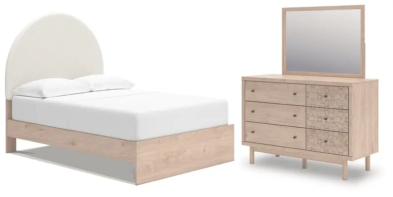 Arloster Full Upholstered Panel Bed With Matching Dresser And Mirror 1