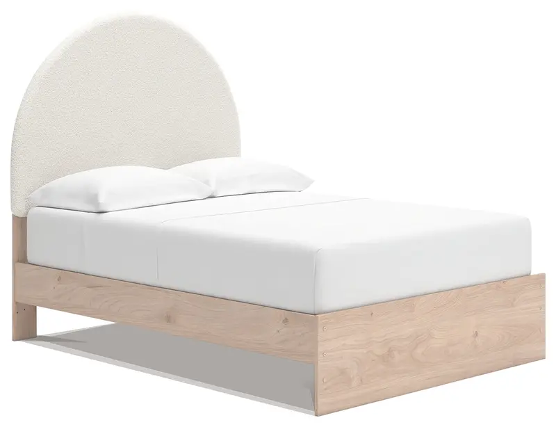 Arloster Tan & White Full Upholstered Platform Bed 1