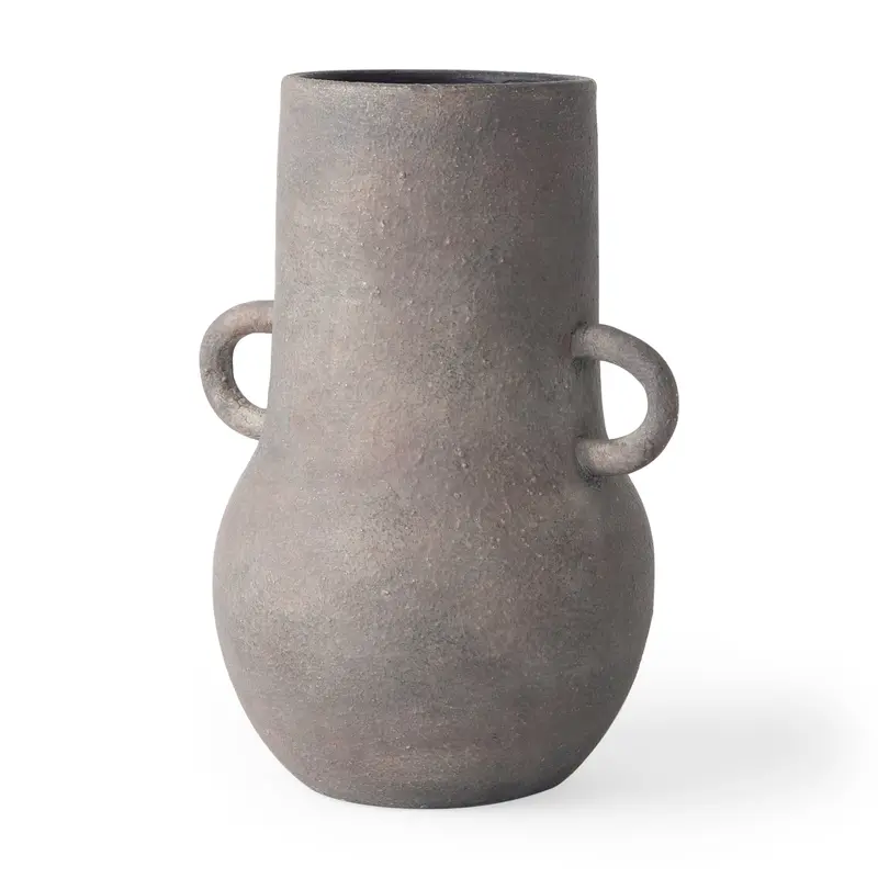 Armani Double-Ear Ceramic Vase – Brown-Gray Finish, 10.4" Height 1