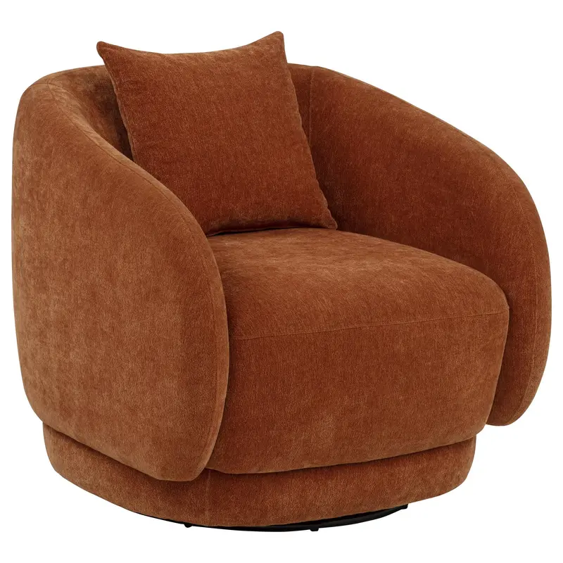 Arnaud Burnt Orange Swivel Accent Chair – Textured Chenille Seating 1