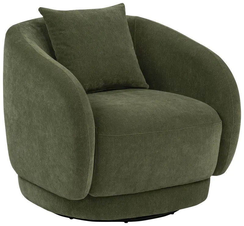 Arnaud Green Chenille Swivel Accent Chair – Upholstered Rotating Seat 1
