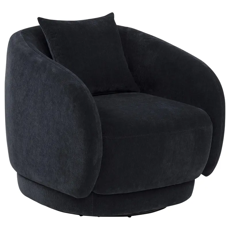 Arnaud Navy Swivel Accent Chair – Chenille Upholstered Rotating Seat 1