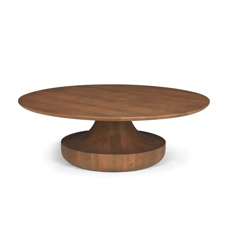 Arno Coffee Table – Warm Mid-Brown Sculptural Round Wood Design 1