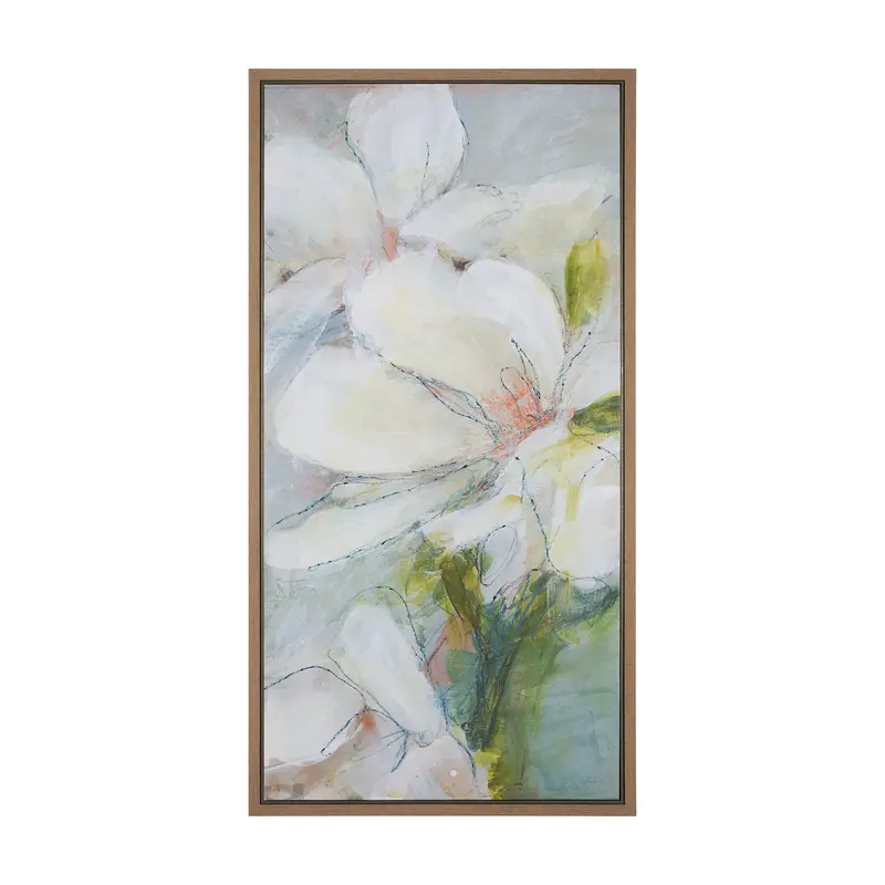 Aromatic Magnolia By Mercana Studio – Textured Hand-Embellished Framed Canvas 1