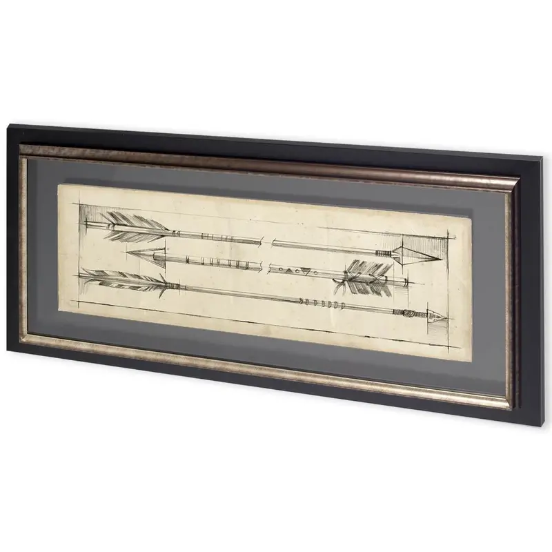 Arrow Schematic I Framed Art Print By Ethan Harper – Hand-Embellished & Matted Under Glass 1
