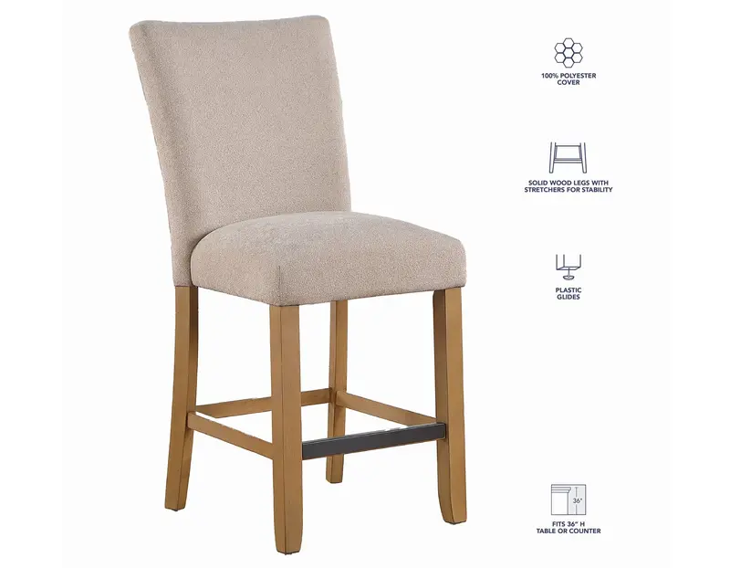 Artemis Beige Chenille Counter Height Barstools (2-Pack) 1