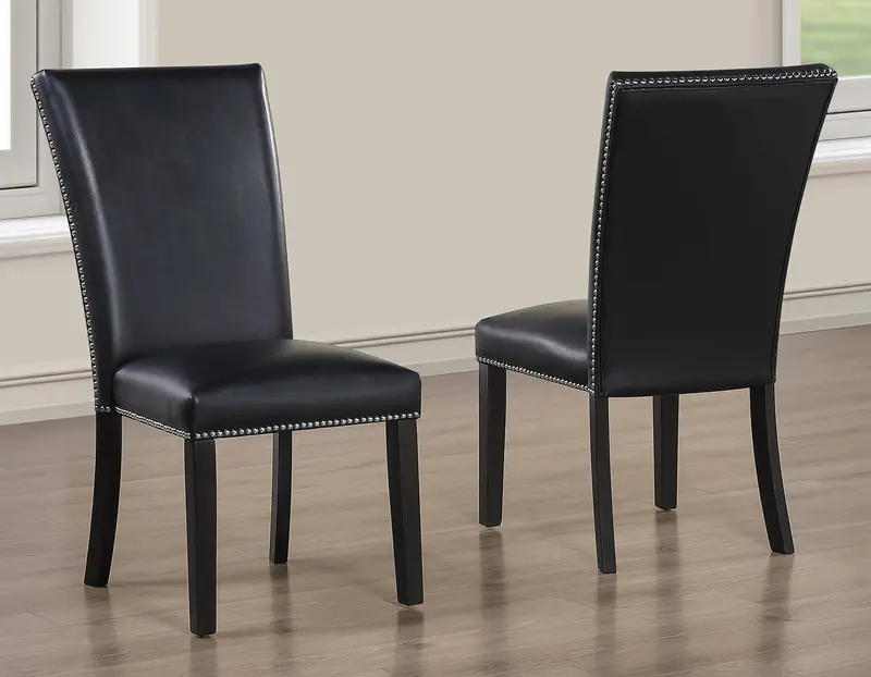 Artemis Black Vegan Leather Side Chairs – Pair 1