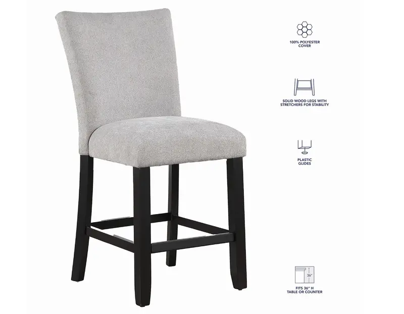 Artemis Charcoal Gray Chenille Counter Height Barstools (2-Pack) 1
