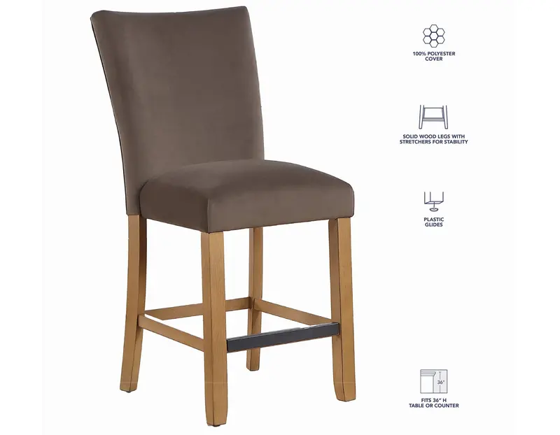 Artemis Rich Brown Velvet Counter Height Barstools (2-Pack) 1