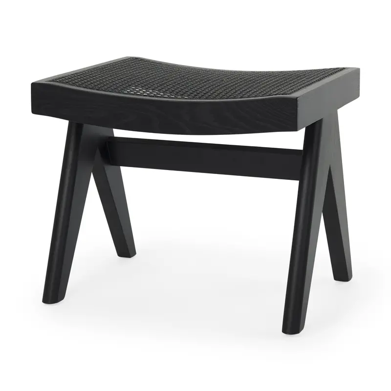 Arvin Black Wooden Stool – 21.7"L X 17.7"W X 18.1"H Contemporary Seat 1