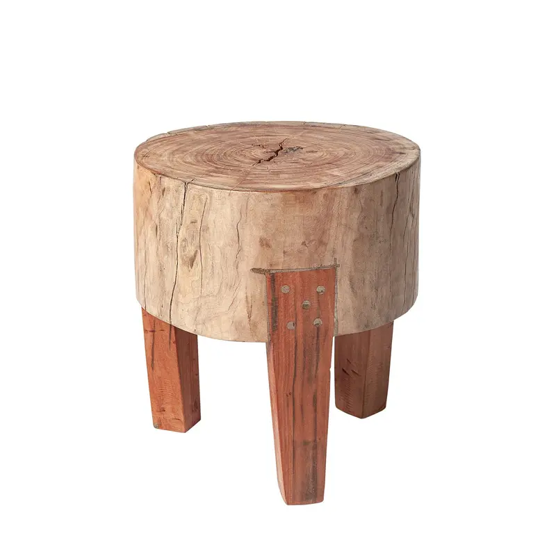 Asco Rustic Reclaimed Wood Stool – 15"H Farmhouse-Style Seat 1