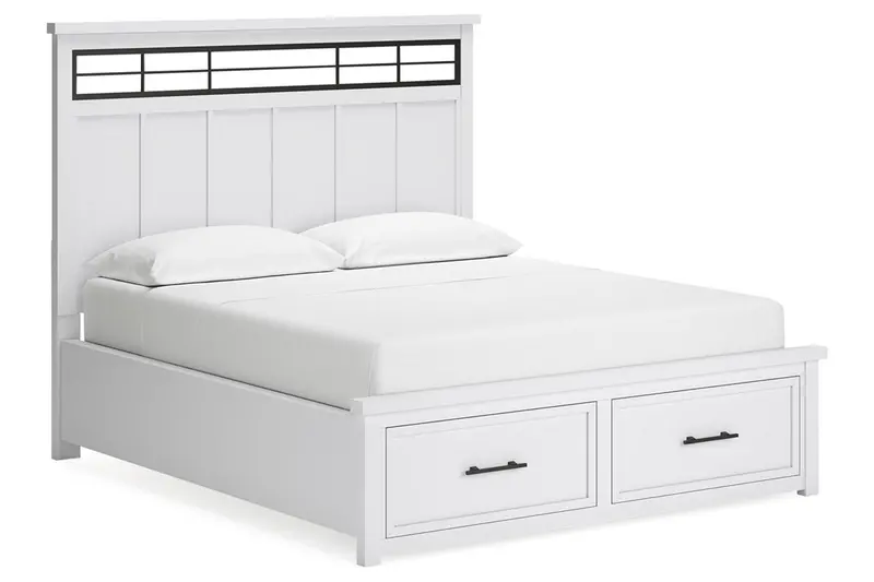 Ashbryn White-And-Natural California King Storage Platform Bed 1