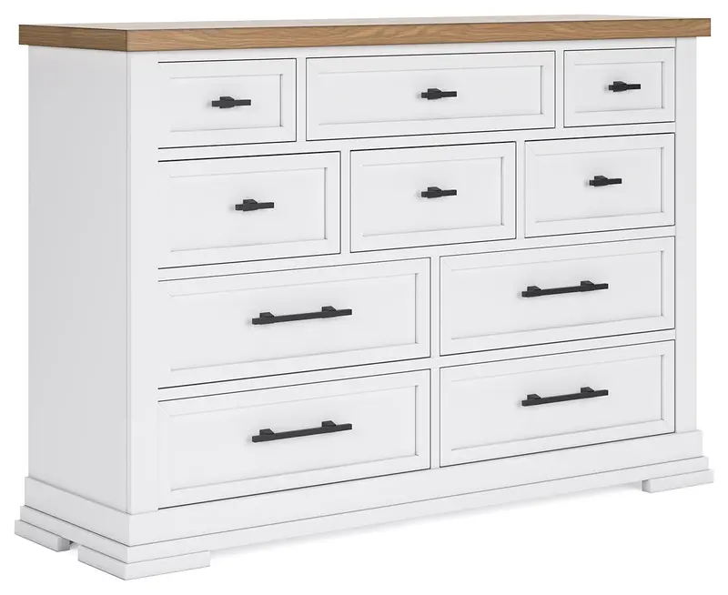 Ashbryn White-And-Natural Wood Two-Tone Dresser With Soft-Close Drawers 1