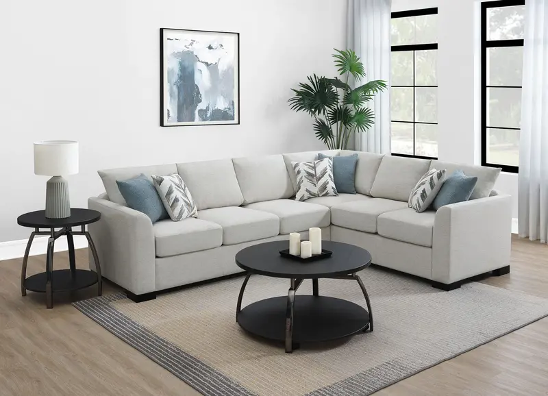 Ashford Greige Chenille Sleeper Sectional Sofa With Modern Profile 1