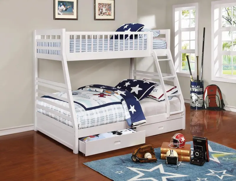 Ashton White Twin-Over-Full Bunk Bed – 2-Drawer Space-Efficient Sleep Solution 1