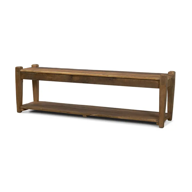 Ashwick Reclaimed Wood Bench In Dark Brown Finish 1