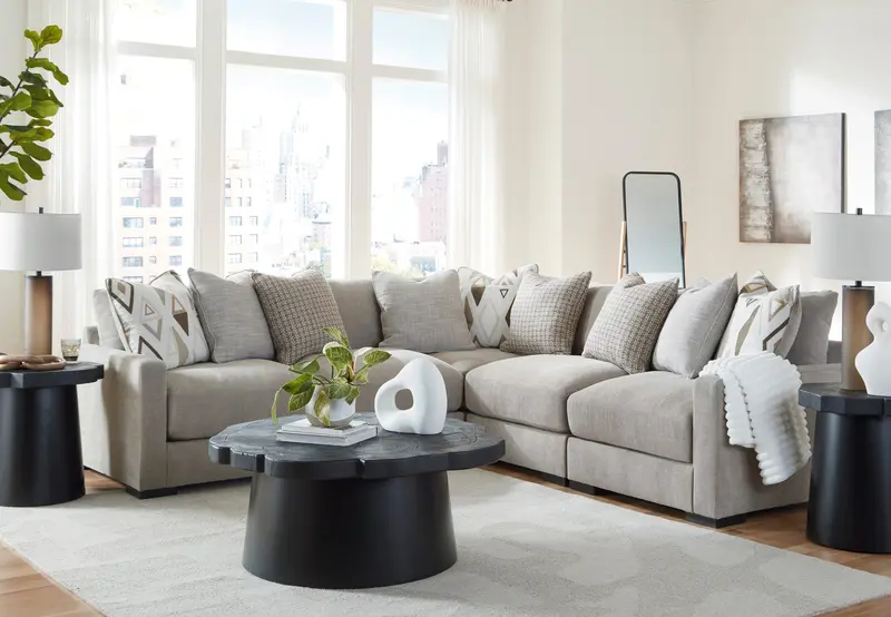 Aslan Court Pebble Fabric 5-Piece Modular Sectional Sofa 1