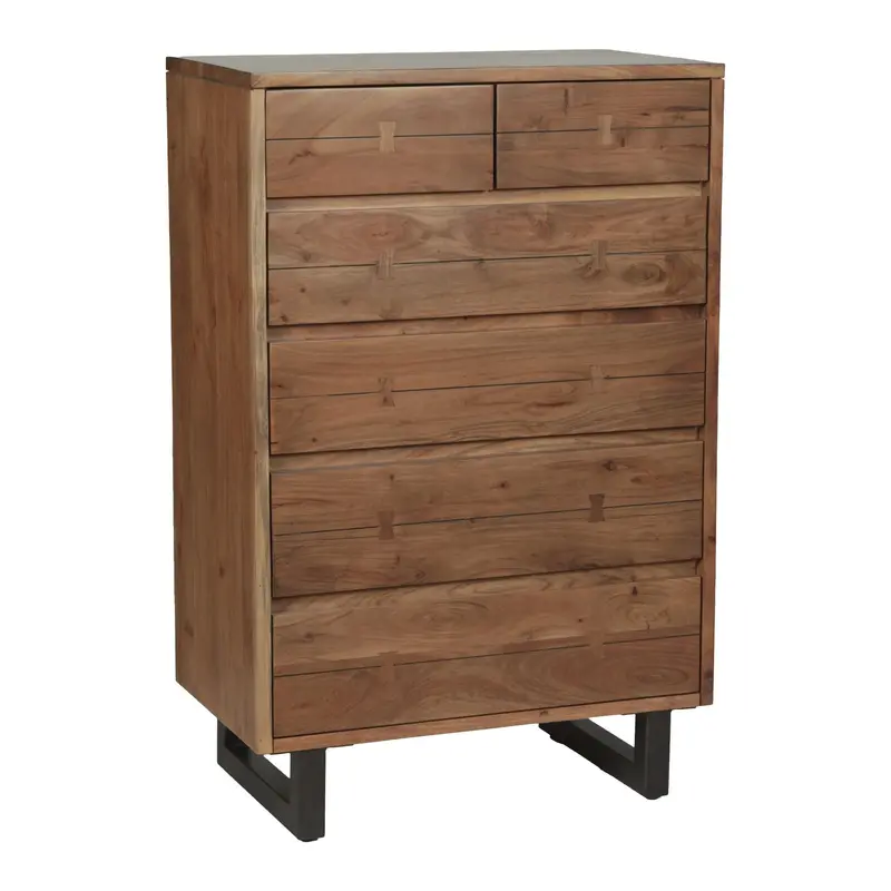 Aspen 34-Inch Tall Chest Of Drawers – Smoked Acacia Wood Finish 1