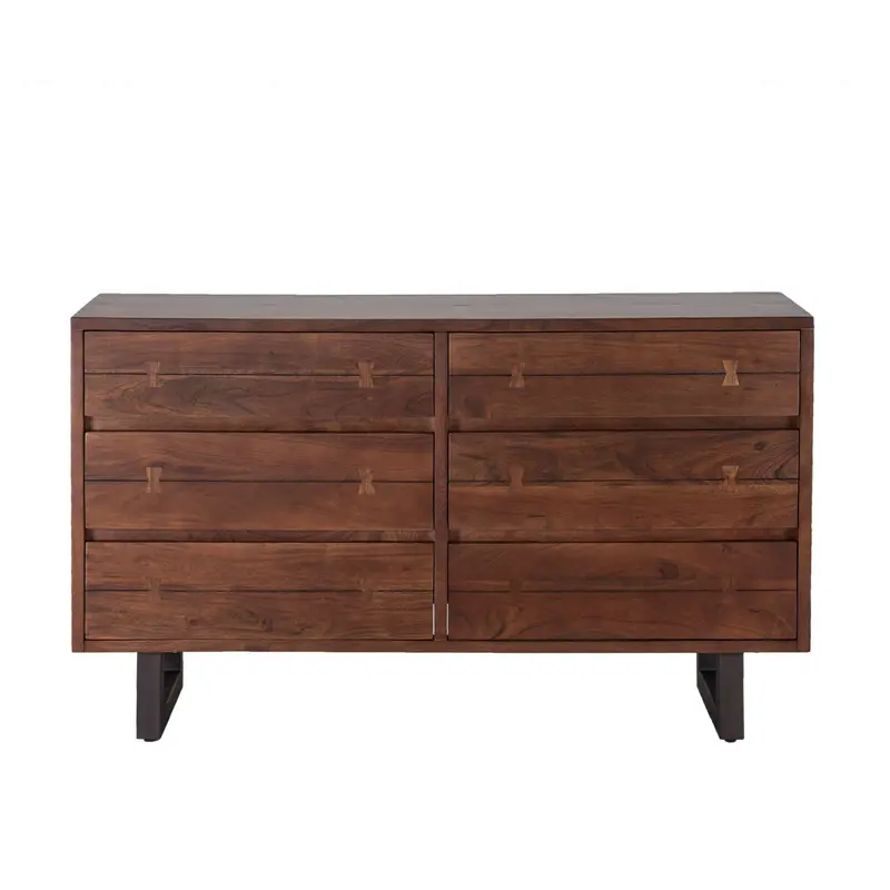 Aspen 58-Inch Six-Drawer Dresser – Premium Walnut Wood Finish 1