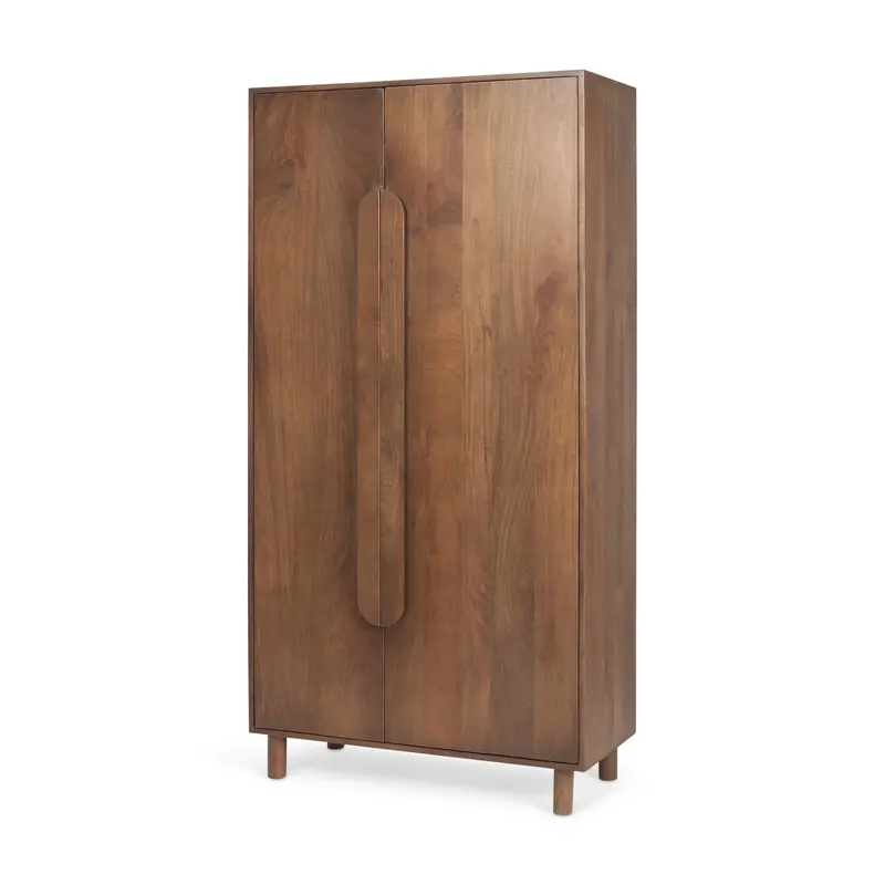 Astrid Armoire – Medium Brown Solid Wood Tall Storage Cabinet (36" L × 17" W × 70" H) 1
