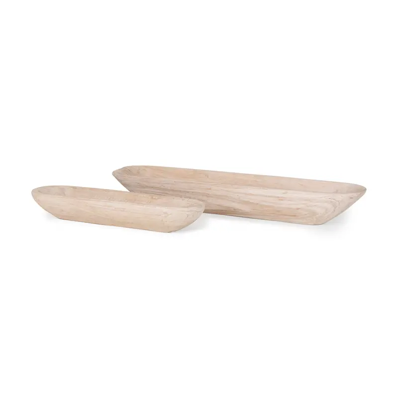 Athena Tray Set – Pair Of Extra-Large Light-Wash Reclaimed Wood Serving Trays 1