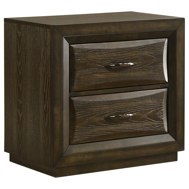 Atlas Dark Oak Nightstand – 2-Drawer Bedside Table For Modern Bedrooms 1