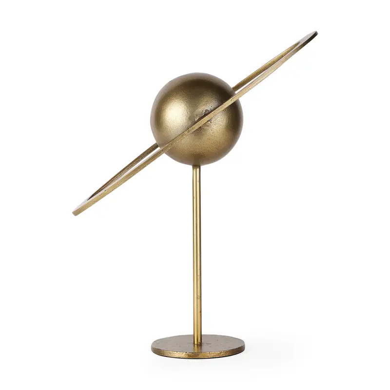Atlas Solar System Ornament – Gold Metal Desk Or Shelf Decor (15" L × 7" W × 16" H) 1
