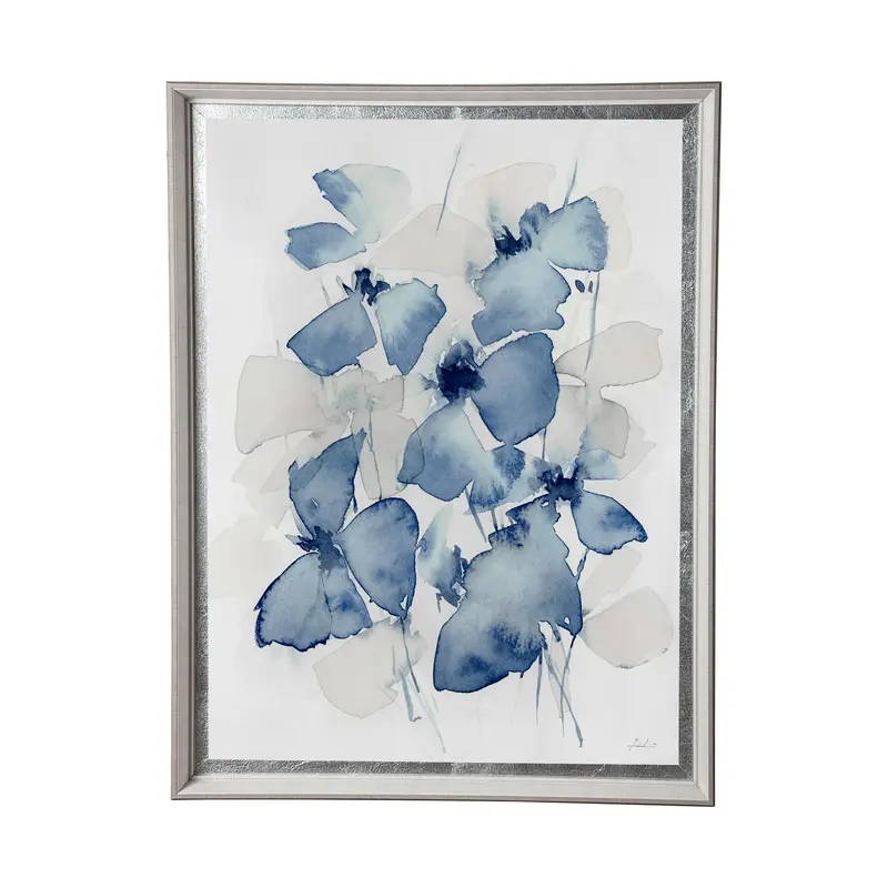 Aubretia I — Hand-Embellished Textured Framed Art Print By Melody Ducharme, Matted And Glass-Protected 1