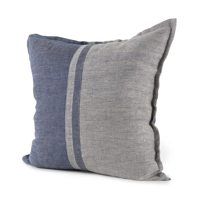 Aubrielle Gray-And-Blue Square Pillow Cover (20"L × 20"W) 1