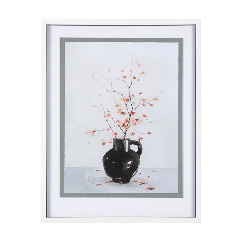 Autumn Branches Ii: Hand-Embellished Textured Framed Art Print With Matting And Glass By Mercana Studio 1