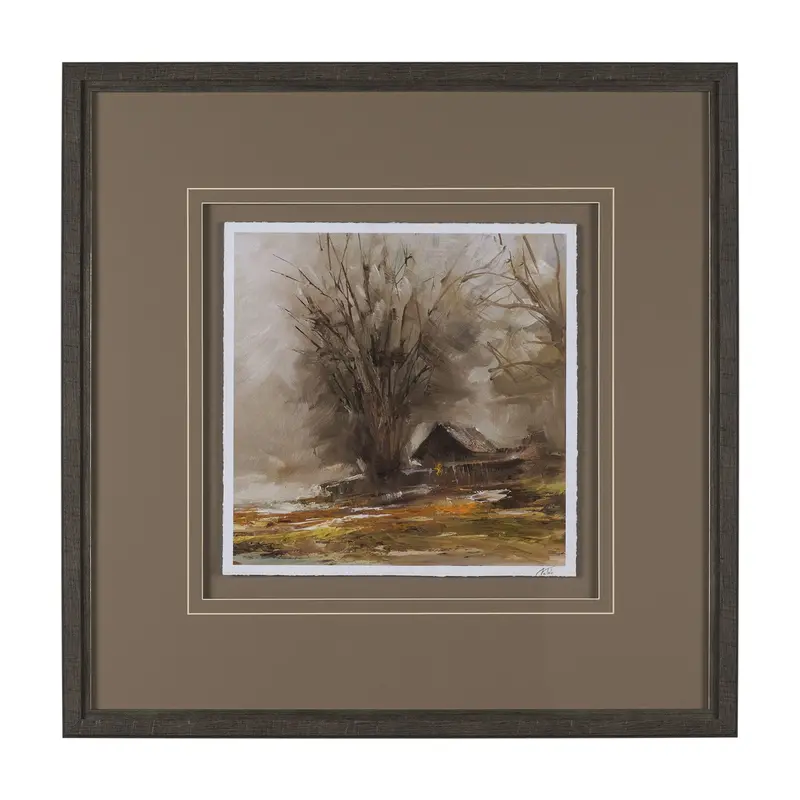 Autumn In The Village Ii: Textured Framed Art Print With Matting And Glass By Mercana Studio 1
